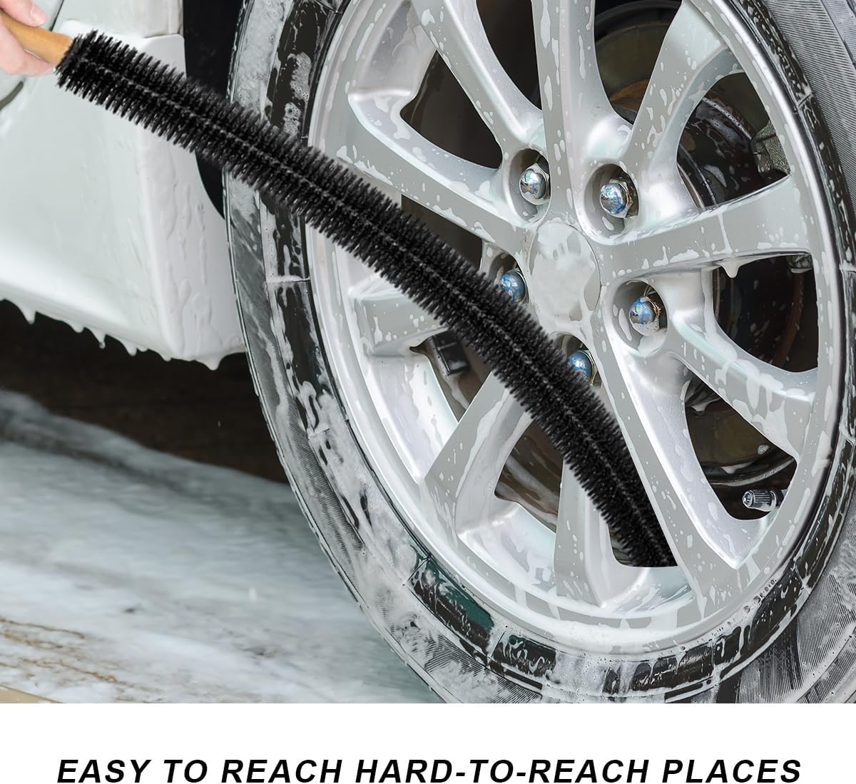 Radiator Cleaner Brush, 30 Inches Flexible Radiator Duster Cleaning Brush with Wood Handle, Radiator Coil Cleaning Brush Vent Cleaner for Vehicle Refrigerator Dryer (Full Bristle)