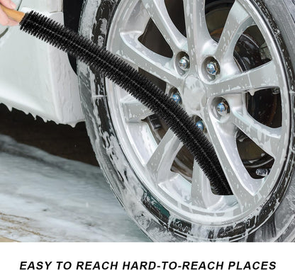 Radiator Cleaner Brush, 30 Inches Flexible Radiator Duster Cleaning Brush with Wood Handle, Radiator Coil Cleaning Brush Vent Cleaner for Vehicle Refrigerator Dryer (Full Bristle)