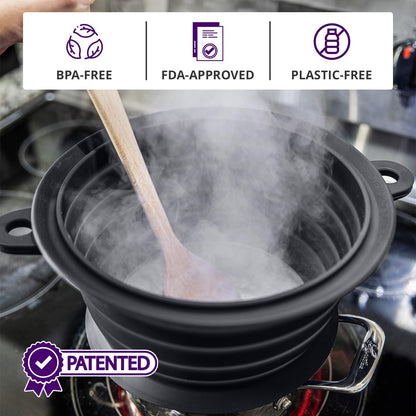 L.I.Q. Silicone Splatter Guard, Durable SplatterDom, Blue Steel, Large | 10 and 12 Inch Pots, 10'' Lid, Food and Oil Splash Guard for Cooking, Easy to Clean and Store, BPA-Free, Microwave Safe