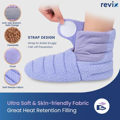 REVIX Microwavable Booties for Cold Feet, Heated Slippers, Navy S