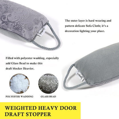 fowong 32" Door Draft Stopper, Weighted Under Door Noise Stopper, Oatmeal | Weighted Fabric Blocks Drafts, Dust & Light, Great for Interior Doors to Help Reduce Noise and Improve Comfort