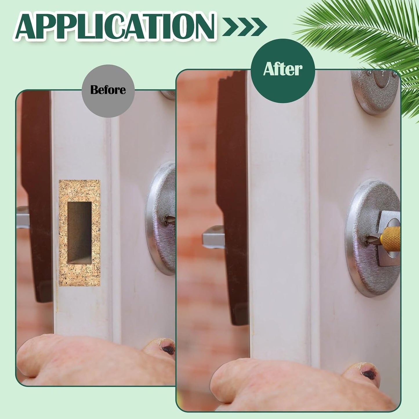 Weysat 8 Pcs 1" x 2-1/4" Door Edge Hole Filler Plates with Double Sided Tapes, Deadbolt Cover Blank Strike Plates for Exterior Doors Lock