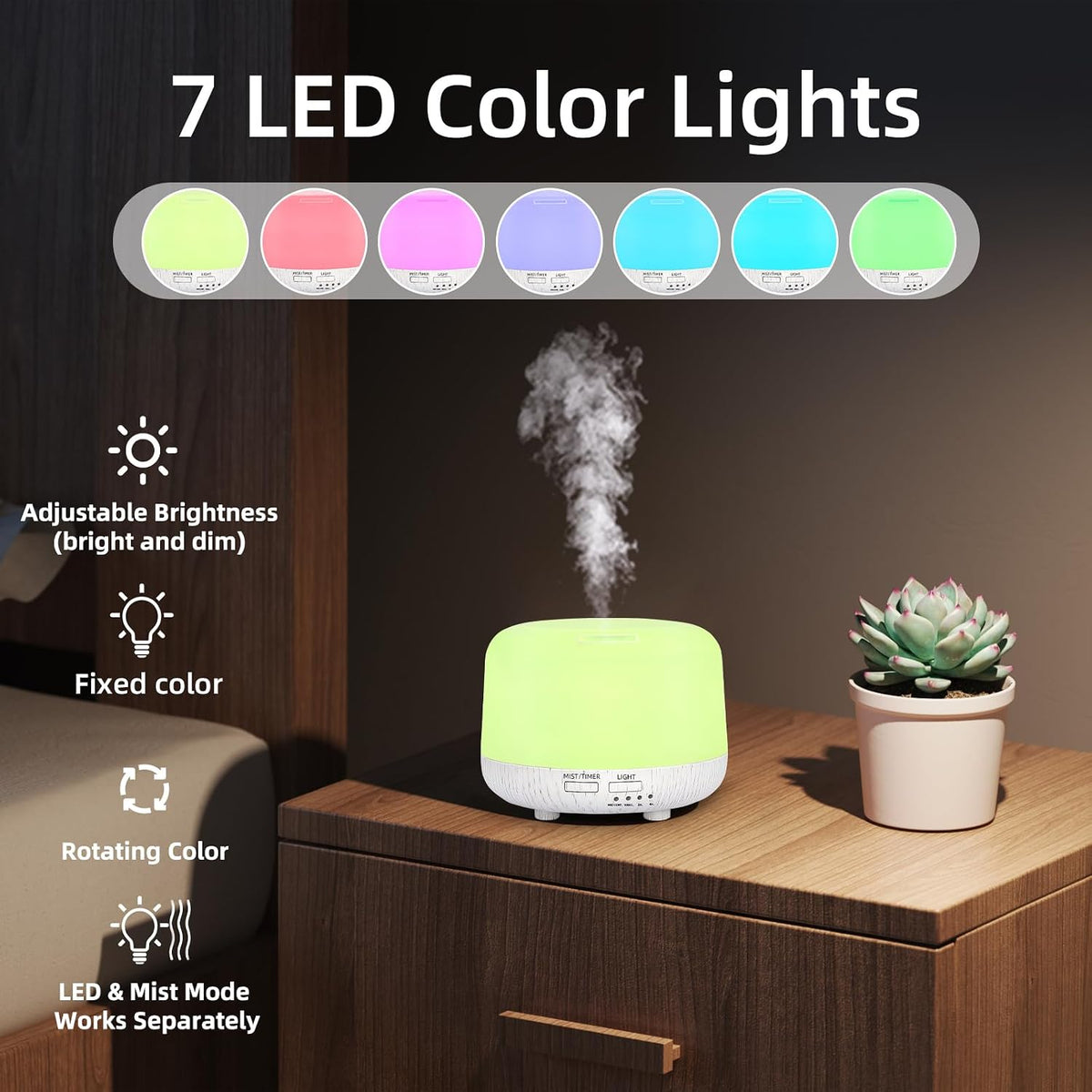 SPLITSKY 300ml Essential Oil Diffuser with Remote and 7-Color LED Light