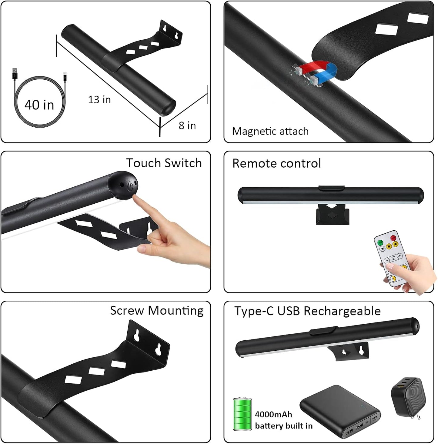 MIOBLUE Rechargeable Picture Lights with Remote,Full Metal Painting Light Display LED Battery Lamp with 3 Lighting Modes, Dimmable Dartboard Light with Timer for Frame Portrait Art