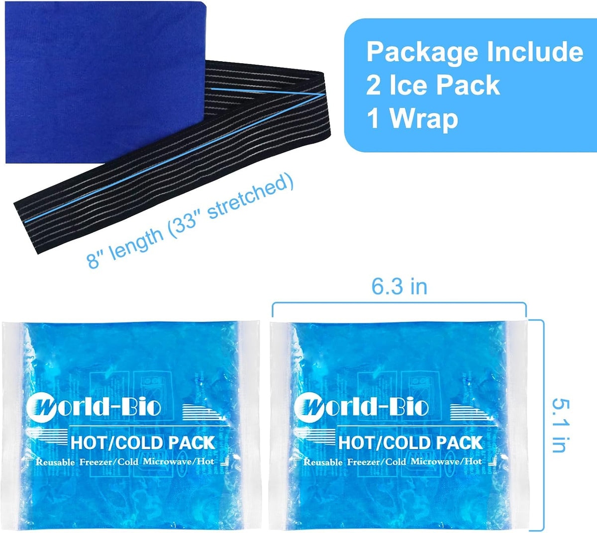 Gel Soft Flexible Ice Packs for Injuries, Reusable Cold Pack, Hot Cold Compress for Joint&Muscle Pain, Surgery Recovery, Inflammation, Swelling, Face, Head, Wrist, Ankle&Foot Injury, -5.1"x6.3"