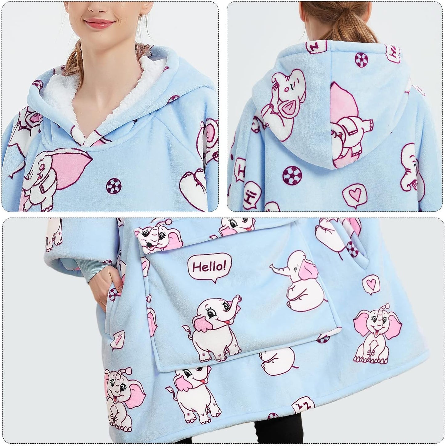 Wearable Blanket Hoodie for Adults With Pocket Strawberry Hoodie | Sherpa, Fuzzy Blanket Hoodie, Oversized Sweatshirt Blanket, Kangaroo Pouch, Cute Birthday Gifts for Sister, Cute Stuff