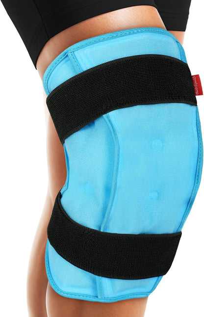 Comfytemp Large Knee Ice Pack Wrap Reusable Gel, FSA Eligible HSA, Full Coverage Knee Cold Compression Brace for Injuries, Pain Relief, Replacement Recovery, Arthritis, Surgery, Women Men Gift
