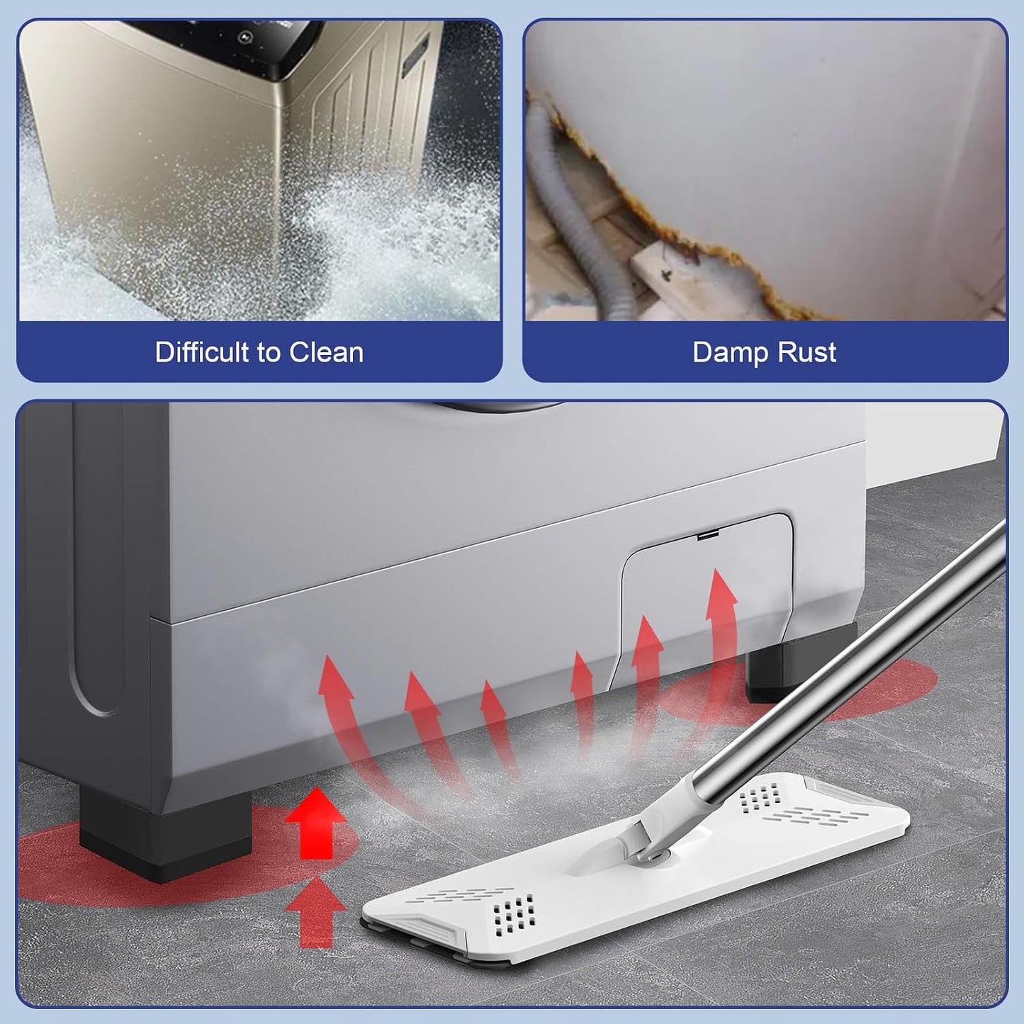 4Pcs Anti Vibration Pads for Washing Machine, Reduce Washer Dryer Moving | Washer and Dryer Pedestals,Prevents Noise Vibration Transfer, Antivibration Stabilizer Support Feet (Increase1.8in)