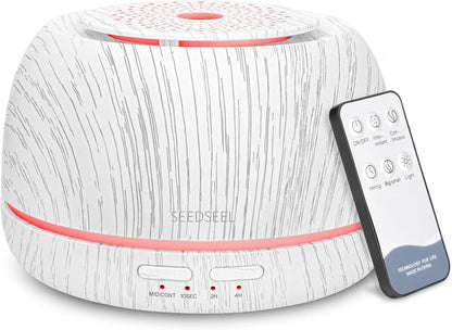 SEEDSEEL 300ML Essential Oil Diffuser,Ultrasonic Aromatherapy Diffuser, 7-Color Gradient Lights, Remote Control, 8 Hours Run Time, Suitable for Home,Office