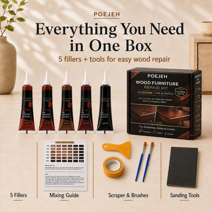 10 Color Wood Repair Kit Blendable Anti-Crack Furniture Restore Set | Full Tool & Color Chart, Strong Adhesion, Repairs Floor Cabinet Wood Surfaces, Practical Housewarming DIY Gift Kit