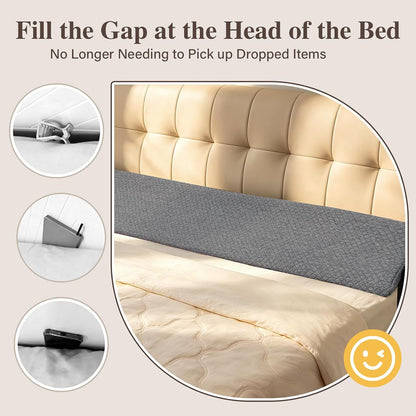 JZHLLA Triangle Bed Gap Filler King, Prevent Items from Falling | High Density Foam Headboard Gap Filler Pillow with 2 PCS Pockets and Removable Washable Cover Grey