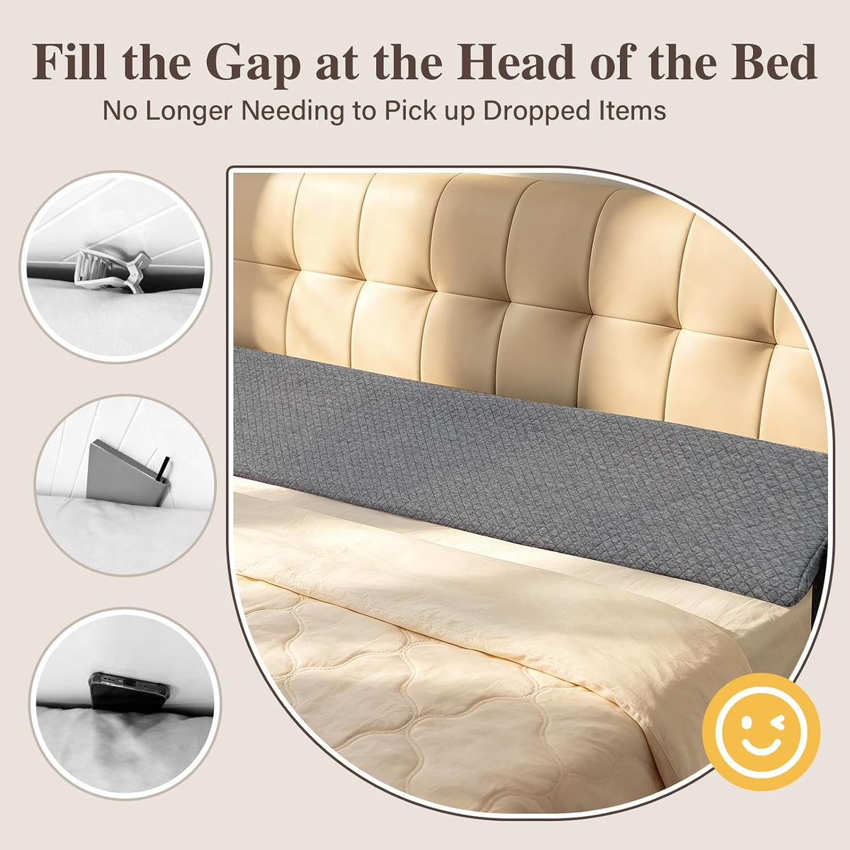 JZHLLA Triangle Bed Gap Filler King, Prevent Items from Falling