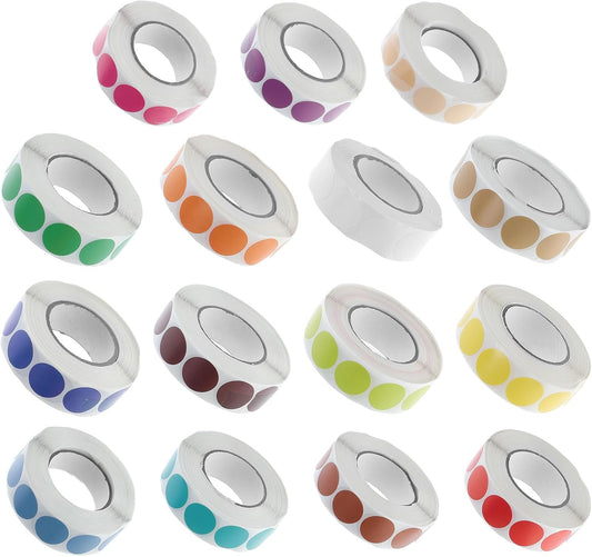Color Coding Dot Stickers Self-Adhesive 1.9cm Diameter Assorted Colors 15pcs for Labeling Food Service School Office Organization Random Color