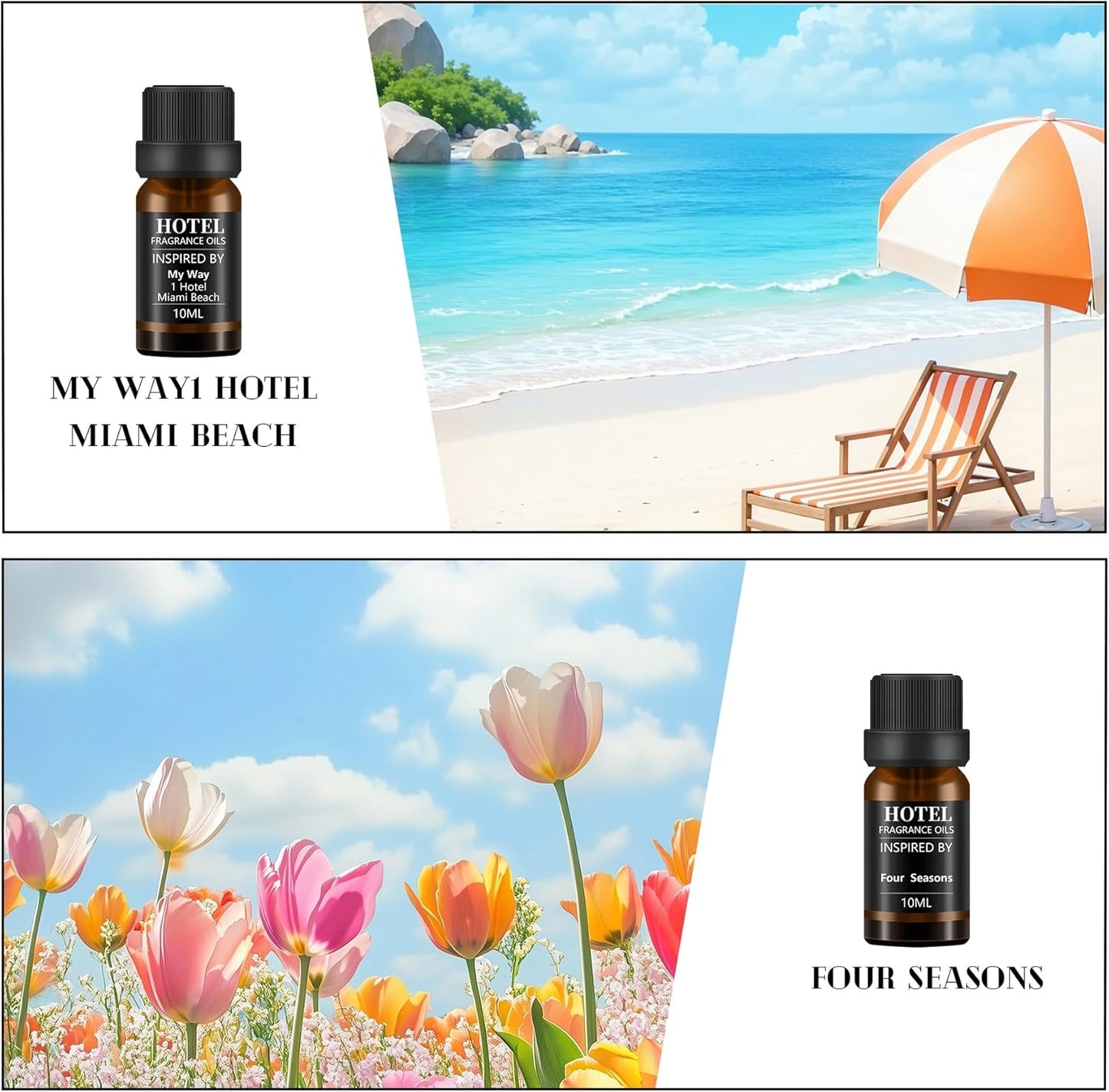 Hotel Collection Diffuser Essential Oil Gift Set,Hotel Scents for Home,Stress Relief Air Freshening,My Way,The Beach Villas and Other Luxury Hotel Scents Waterless Essential Oil Diffuser