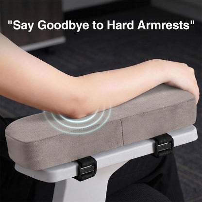 Smiry Memory Foam Office Chair Armrest Pads, Non-Slip Armrest Cushion | Ergonomic Arm Rest Pads with Adjustable Buckles and Straps, Elbow Relief for Desk, Gaming & Wheelchair, Black, Set of 2