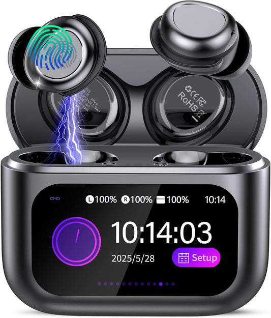 Sleep Earbuds Bluetooth 5.4 in Ear Touch Screen Sleep Headphones, Small Design Mini Sleep Earbuds for Side Sleepers with Sleep Mode, 48H Playtime Sleep Earphones Clear Calls, Raven Black
