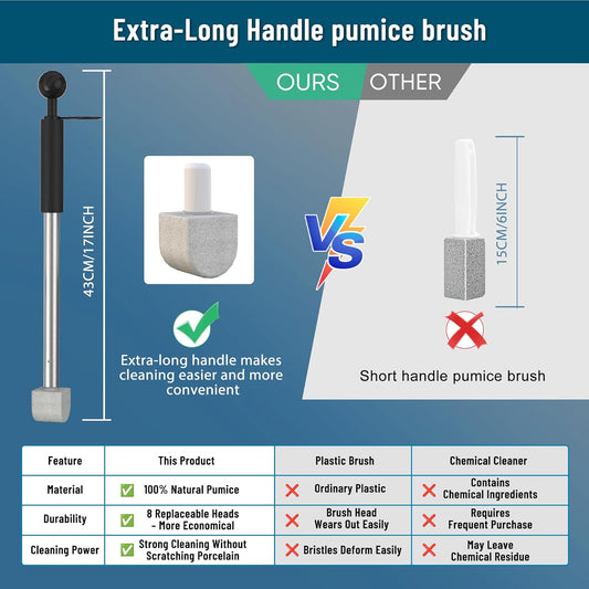 Pumice Stone Toilet Bowl Cleaner for Hard Water Ring & Stains | Removes hard water rings, calcium buildup & rust stains from toilet bowls without scratching porcelain.