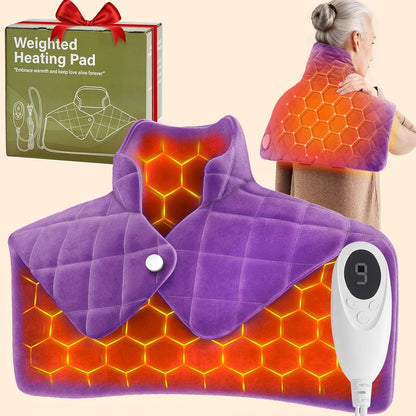 Weighted Heating Pad for Neck Shoulders and Back, Mothers Day Gifts for Mom Wife Grandma, Birthday Gifts for Women Men Dad, Instant Electric Heated Blanket with 9 Heat Options 4 Auto-Off Timer, Grey