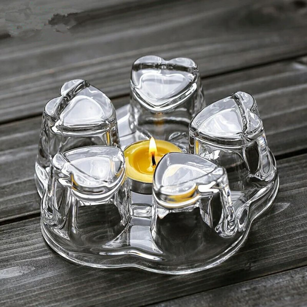 VOSAREA Heart Shape Glass Tea Pot Warmer Base with Heat Preservation and Candlestick Function, Creative Stylish Glass Base for Tea Pot Heating and Warmth