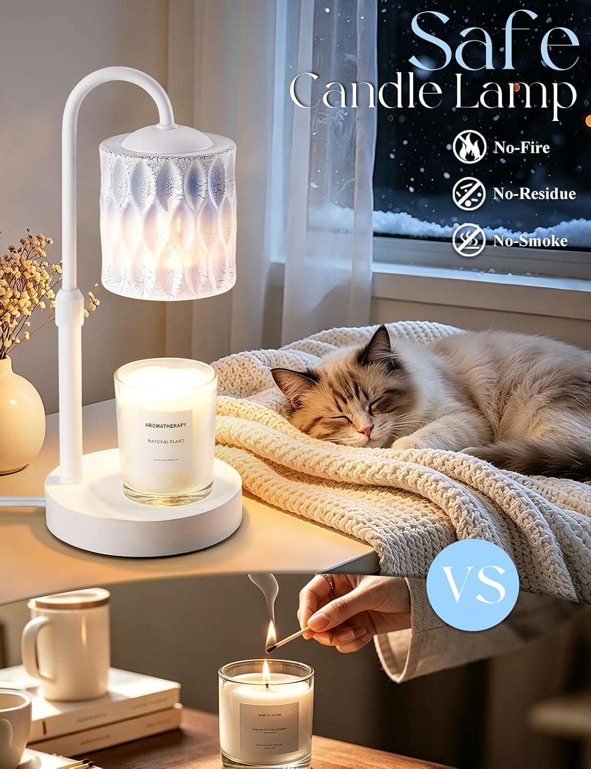 Briever Dimmable Candle Warmer Lamp with Timer, Height Adjustable Electric Candle Wax Warmer, Christmas Birthday Gifts for Women Mom, House Warming Gifts New Home Room Decor, Black Solid Wood Base