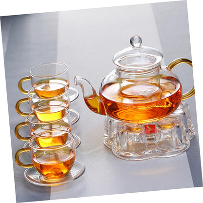 2pcs Glass Teapot Warmer High Borosilicate Tea Heating Pot Stands Without Candle for Home Office Tea House Coffee Shop Decor