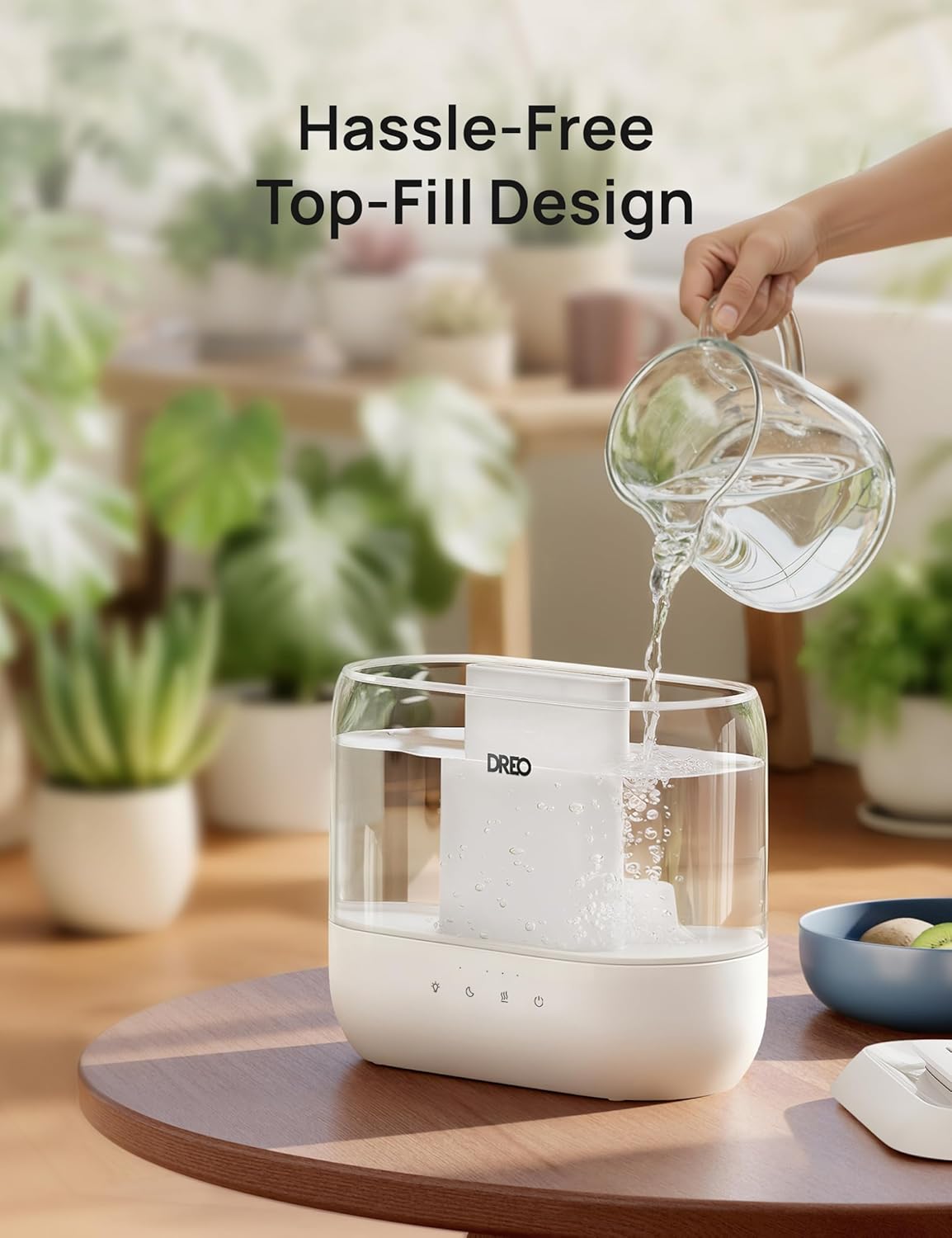 DREO 4L Humidifiers for Bedroom, 36H Runtime, 28 dB Quiet, HM311 | Easy to Refill & Clean, BPA-Free, Nightlight, Supersized Air Humidifiers for Large Room, Baby Nurseries, Plants, Indoor