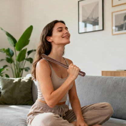 Wooden Stick Massager, Muscle Body Hammer Tool, Handheld Deep Tissue Massage Roller Stick, Full Body Tension Relief Tool, 35cm 13.7in, for Neck Shoulder Back Belly Hip Leg Foot