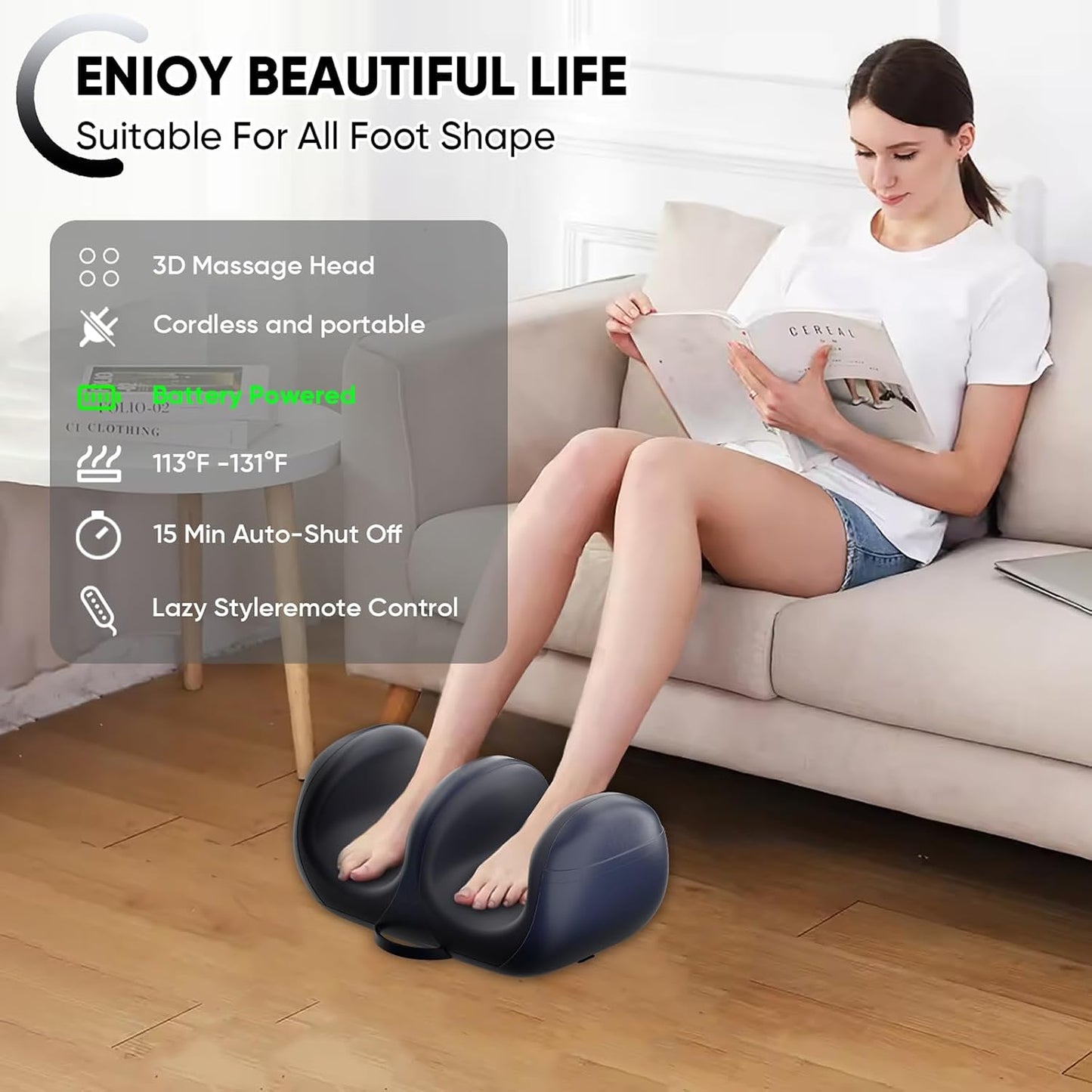 LINGTENG Foot Massager, Heated Foot Massager (Agate Black) | Deep Kneading-Detachable Washable-Home Office Underdesk-Men Women Parent Senior-Birthday Anniversary Christmas Valentine Gift