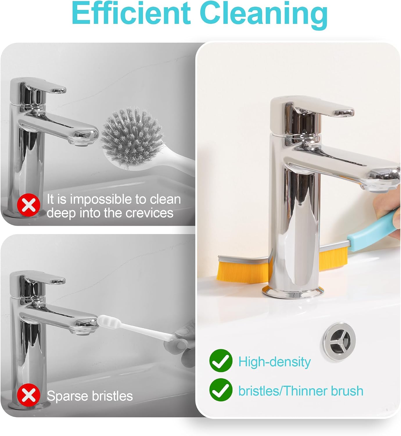 JOYMOOP 4 Pack Crevice Cleaning Brush, Hard Bristle Grout Brush, House Cleaning Supplies, Magnetic Gap Cleaning Brush for Kitchen, Bathroom, Window, Toilet, Multifunctional Cleaning Tools-4 Colors