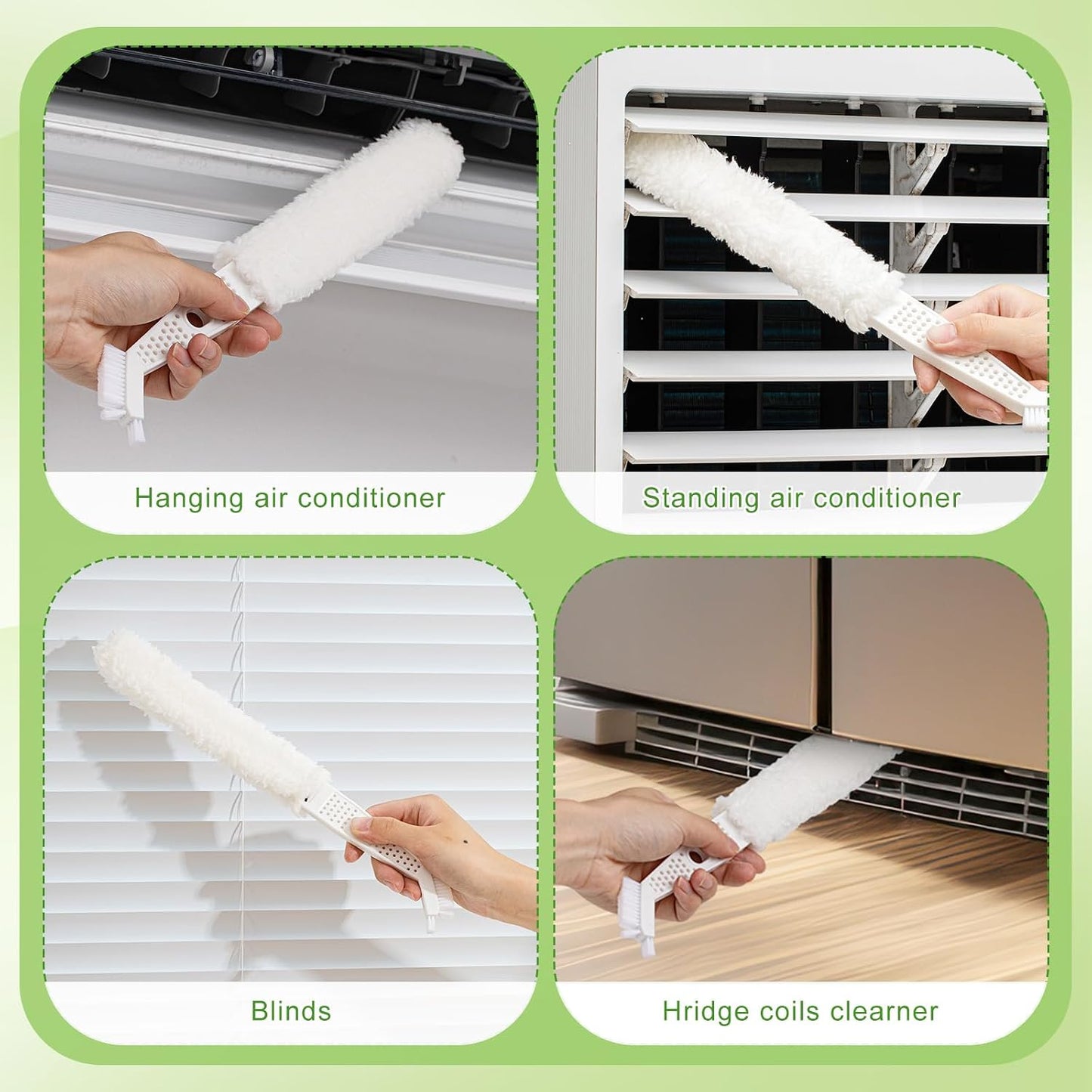 Air Conditioner Cleaner Set Mini Split Cleaning Kit Under Fridge Cleaning Tool Window Unit Kit with 5 Replaceable Brush Clothes for Refrigerator Air Conditioner, No Disassembly Furniture Appliances