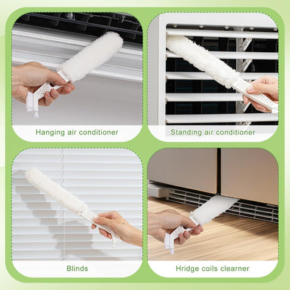 Air Conditioner Cleaner Set Mini Split Cleaning Kit Under Fridge Cleaning Tool Window Unit Kit with 5 Replaceable Brush Clothes for Refrigerator Air Conditioner, No Disassembly Furniture Appliances
