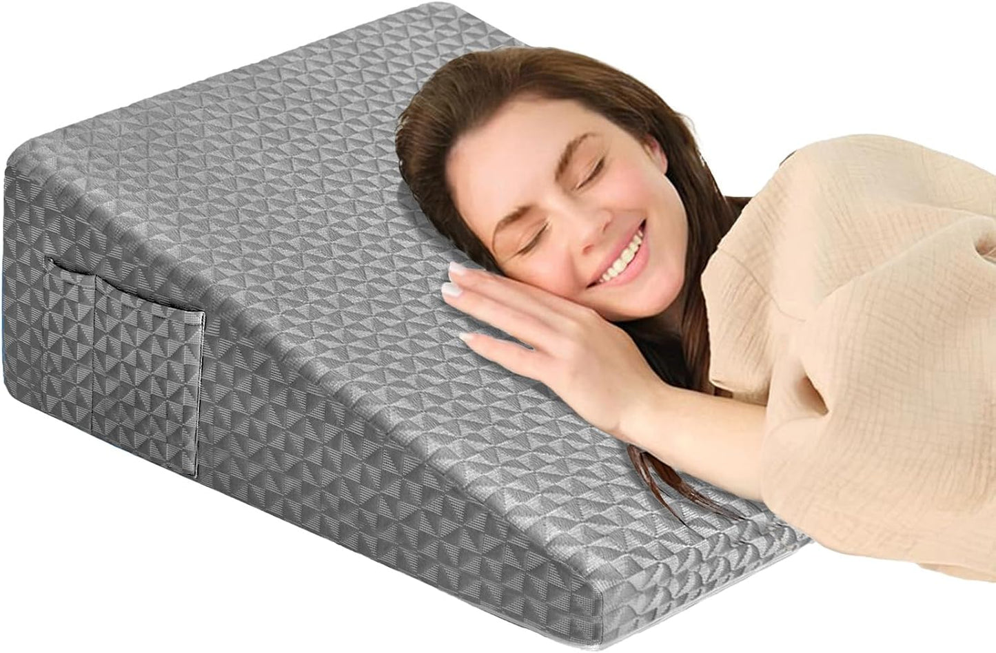 8" Leg Elevation Pillow, Memory Foam Wedge Pillow for Leg & Knee Support | Knee, Hip & Ankle Support. Elevates Legs For Comfortable Sleeping, Resting, And Recovery With A Supportive Wedge Shape.