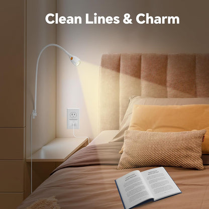 Wall Mounted Reading Light, Minimalist Headboard Mount Book Light, Dimmable LED with Lamp Head Switch Reading Lamp, USB-C Powered, CRI 95+ (4000K + Amber Nightlight) (Black)