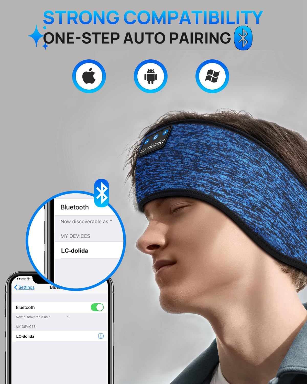 LC-dolida Sleep Headphones Headband Bluetooth 5.4, Sports Headband Earphones Wireless with Speaker Microphone USB C for Women Sleeping Gift Workout Jogging Yoga Insomnia Travel Meditation, Butterfly