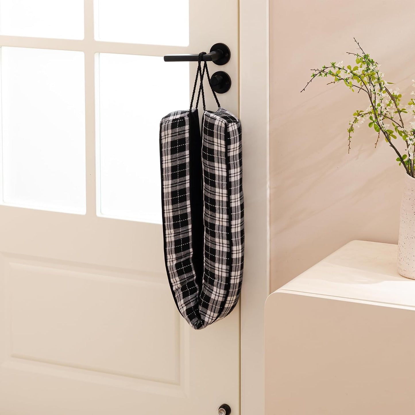 Door Draft Stopper with Removable Washable Cover, 38", Black | Weighted Gap Filler, Blocks Hot and Cold Air, All-Season Seal, Easy Install, Noise & Wind Blocker, Home Essentials