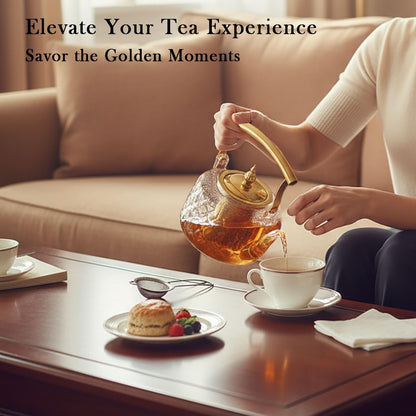 High Borosilicate Glass Teapot, 36 oz Thickened Heatproof Glass Teapot with Removable Stainless Steel Infuser and Lid, Stovetop Safe Tea Kettle, Hand Crafted Kettle, for Women and Adult