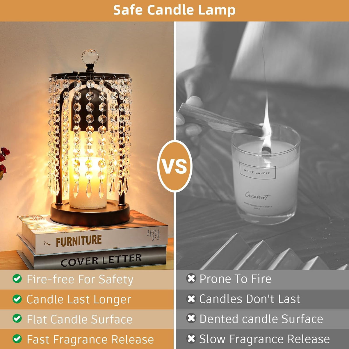 Gold Candle Warmer Lamp with Timer and Dimmer - Electric Candle Warmer,Crystal Candle Lamp for Bedroom Decor,Flameless Scented Candle Light Warmer,House Warming Gift New Home for Women