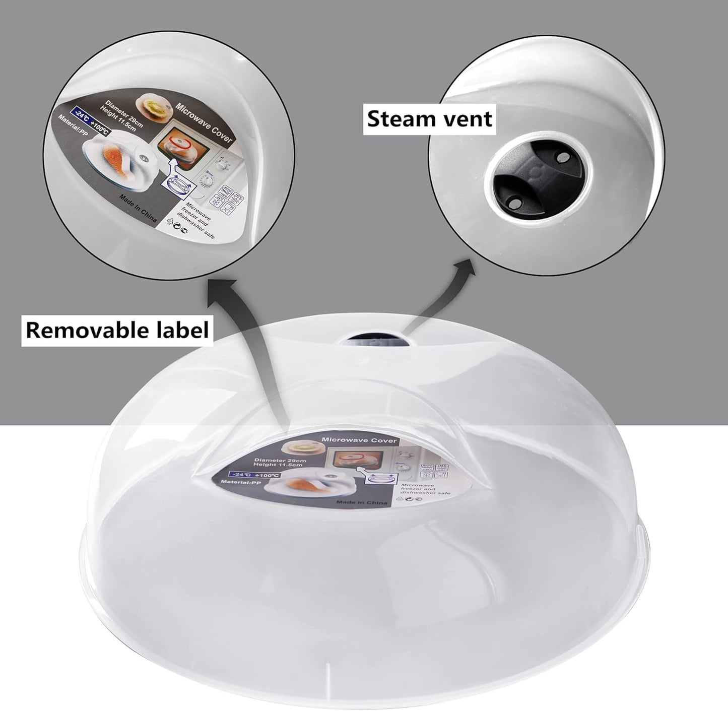 Large Microwave Cover for Food Easy Grip Microwave Splatter Cover Guard Lid with Steam Vent and BPA Free & 11.5 Inch, Dishwasher Safe