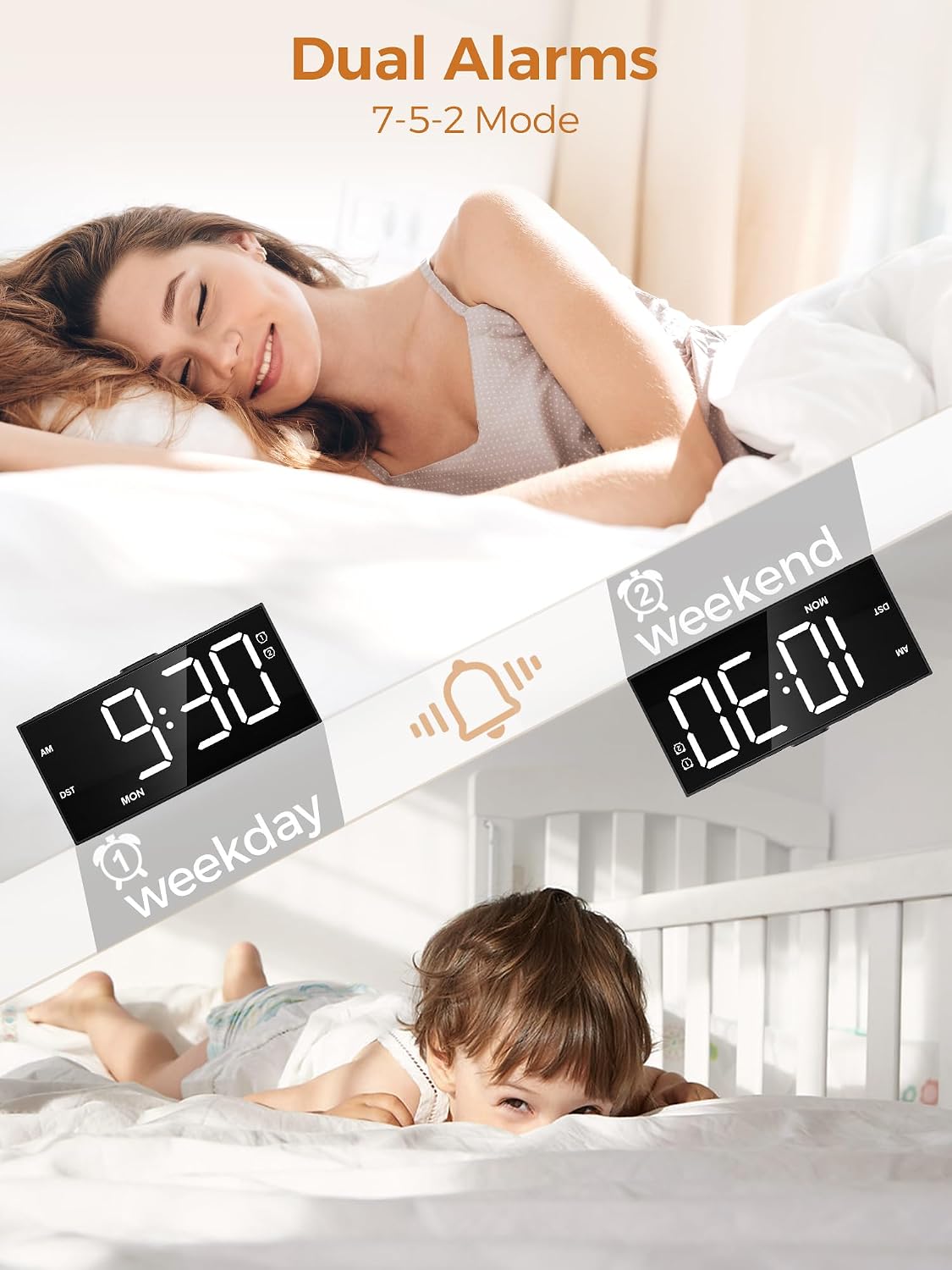 Vibrating Alarm Clock for Heavy Sleepers with Bed Shaker, 116dB Dual Alarms