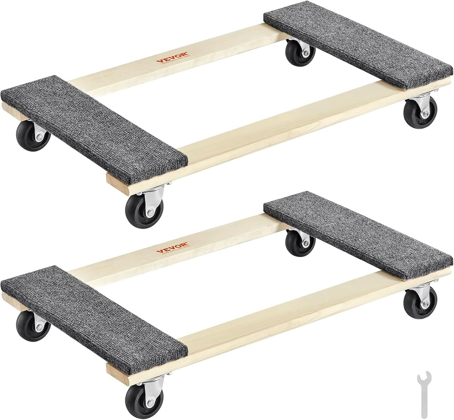 VEVOR Furniture Dolly, 4 Pack 6-Inch Steel Tri-Dolly with 360° PP Swivel Wheels and Non-Slip Cap, 3 Wheels Furniture Lift Mover Tool Set for Moving Heavy Furniture Refrigerator Sofa