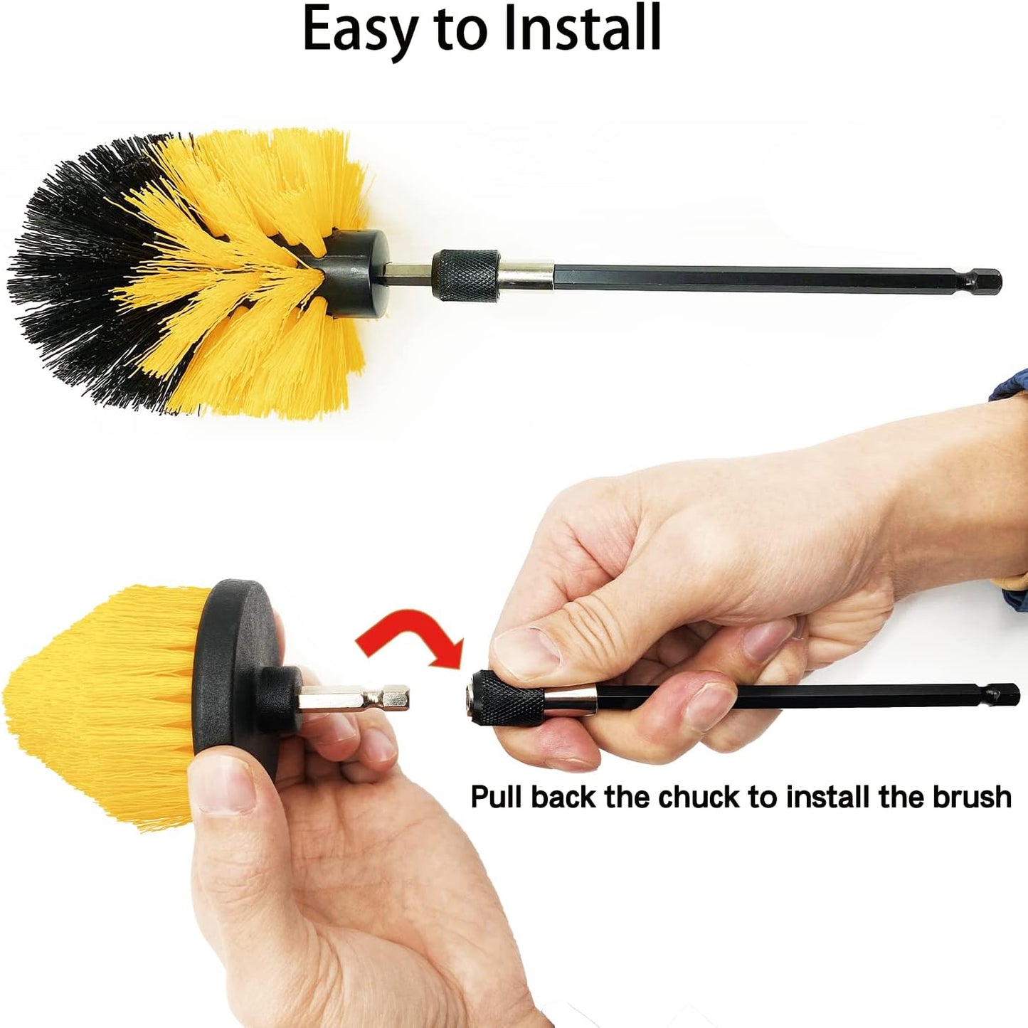 8 Pack Drill Brush Attachment Set, 1/4in Power Scrubber Brush + Extend Long Rod, Multi-Purpose Power Cleaning Scrub Brush for Bathroom, Tub, Tile, Corner, Floor(Red)