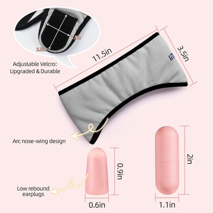Sleep Mask & Earmuffs for Sleep - 2 in 1 Ear & Eye Mask with Ear Plugs