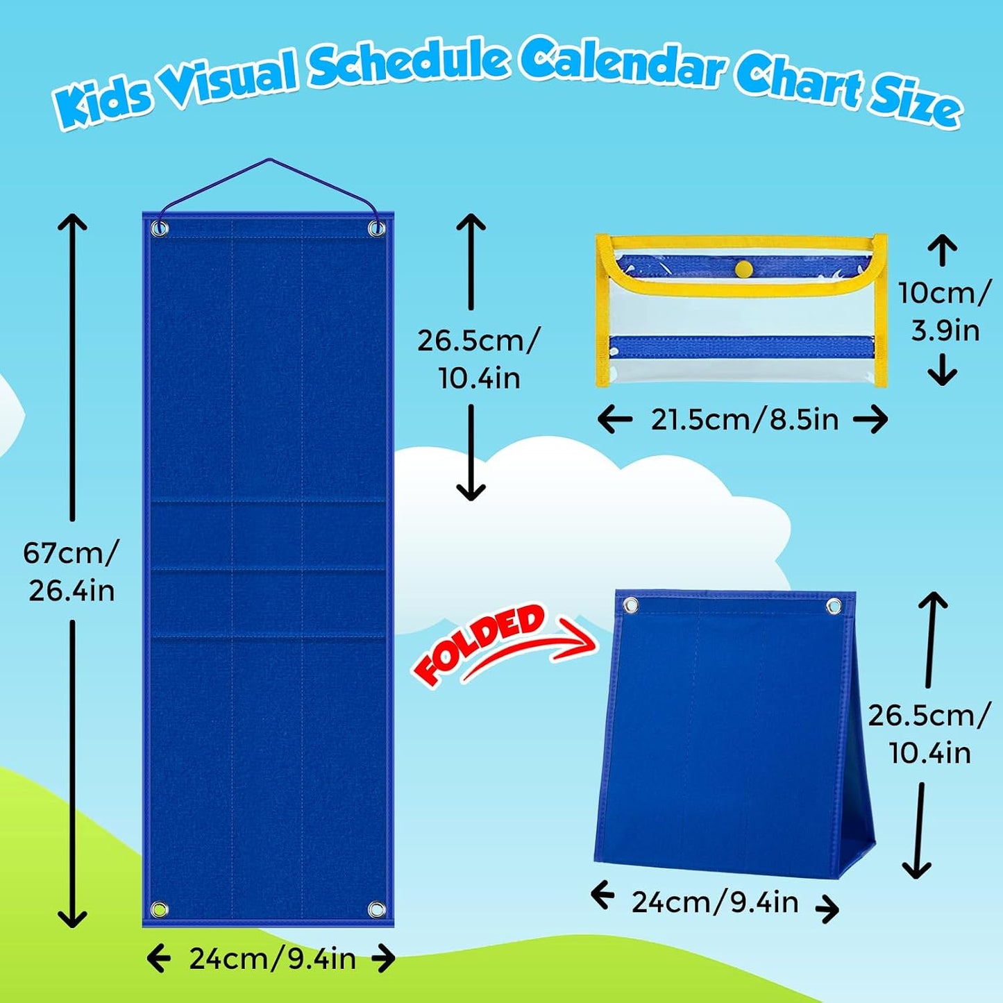KIKIGOAL Kids Visual Schedule Calendar Chart, 2 in 1 Autism Daily Chore Routine Chart with 96 Cards Autism Learning Materials Bedtime Routine for Toddlers Home School