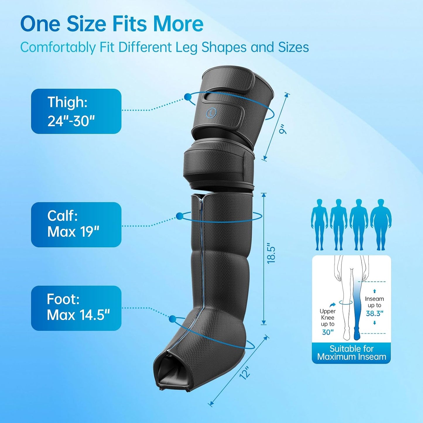 Air Leg Compression Massager Pro with Heat for Circulation and Pain Relief, Leg Recovery Compression System for Fast Recovery of Foot, Calf and Thigh, Relieve Edema, Reduce Muscle Fatigue