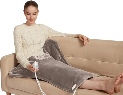 Ambershine 19''x24'' Weighted Neck & Shoulder Heating Pad, 2.5lbs with 12 Temperature Settings& 4 Auto-Off Timers, Pain Relief for Neck/Shoulder/Back(Gray&Blue)