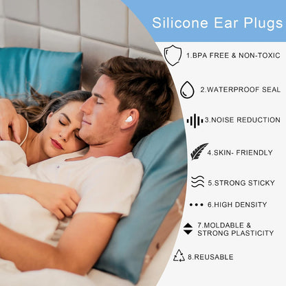 EXGOX 7 Pairs Silicone Ear Plugs for Sleeping Noise Cancelling Reusable Moldable Wax Earplugs for Swimming, Work, Airplane, SNR27dB(Dark Blue)