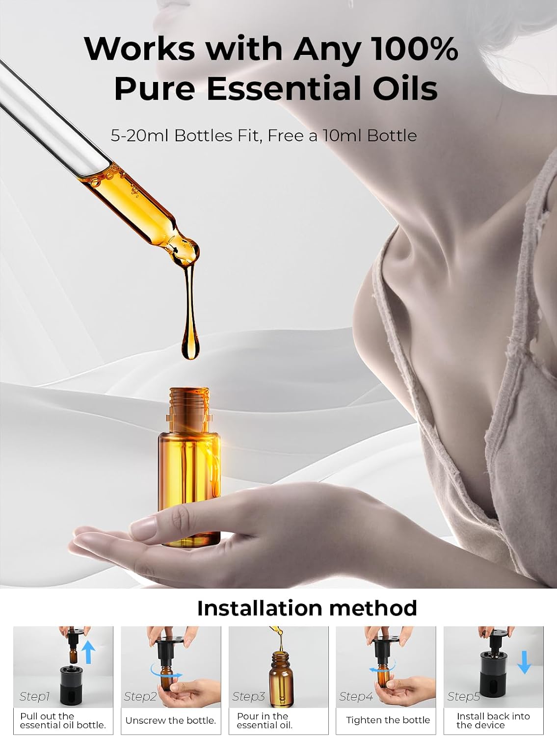 Waterless Essential Oil Diffuser: 𝟗-𝐂𝐨𝐥𝐨𝐫 𝐋𝐄𝐃 for Home