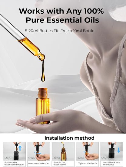 Waterless Essential Oil Diffuser: 𝟗-𝐂𝐨𝐥𝐨𝐫 𝐋𝐄𝐃 for Home