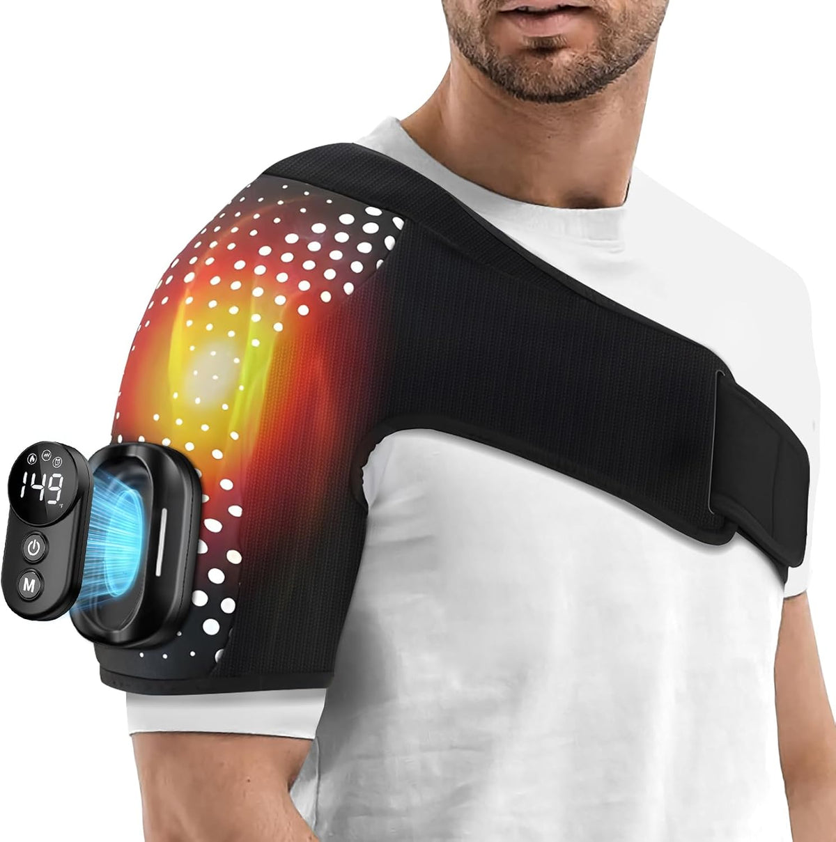 Cordless Shoulder Massager with Heat and Vibration, 3 Heat & 3 Vibration