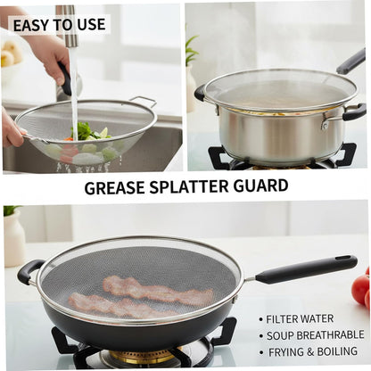 Grease Splatter Guard, Splatter Screen for Frying Pan, 11.4 Inch Grease Guard with Fine Mesh & Long Handle, Oil Cover for Stovetop Cooking, Frying, Sautéing